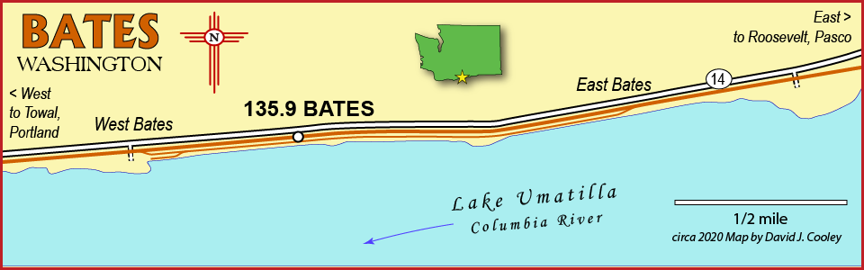 Map of Bates, WA